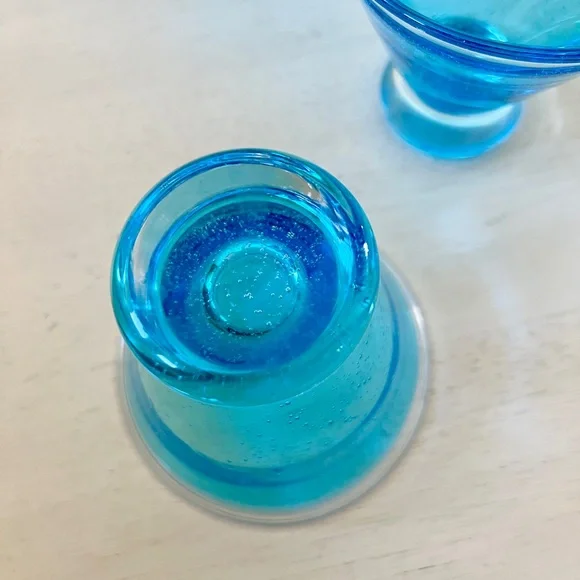 Anthropologie Blue Bubble Stemless Martini Glasses Set of 4 - Picture 9 of 12